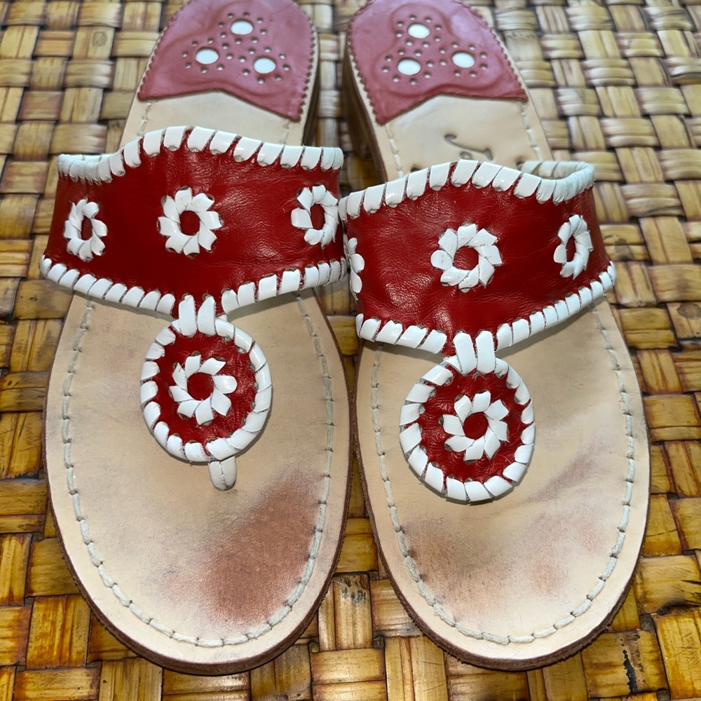 Jack Rogers 7- (7.5) Classic  Original “Jacks” Red and White Sandal. GUC